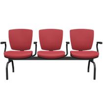 Cadeira Longarina 3 Lugares Aeroporto Recepção Preto Baixa Flexi P03 Vinil Vermelho -Lyam Cadeira Longarina 3 Lugares Aeroporto Recepção Preto Baixa Flexi P03 Vinil Vermelho -Lyam