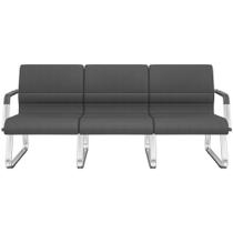 Cadeira Longarina 3 Lugares Recepção Com Braço Pés Cromado Lev P03 Crepe Preto - Lyam Decor Cadeira Longarina 3 Lugares Recepção Com Braço Pés Cromado Lev P03 Crepe Preto - Lyam Decor