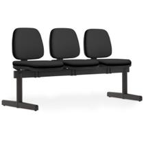 Cadeira Longarina 3 Lugares Recepção Sala de Espera Work F02 Crepe Preto - Lyam Decor Cadeira Longarina 3 Lugares Recepção Sala de Espera Work F02 Crepe Preto - Lyam Decor