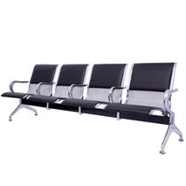 Cadeira Longarina 4 Lugares Modelo:Cromada com Estofado e Braço