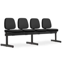 Cadeira Longarina 4 Lugares Recepção Sala de Espera Work F02 Crepe Preto - Lyam Decor Cadeira Longarina 4 Lugares Recepção Sala de Espera Work F02 Crepe Preto - Lyam Decor