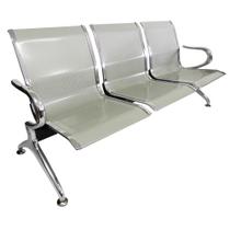 Cadeira Longarina Aeroporto Cromada 3 Lugares