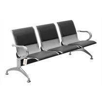 Cadeira Longarina Com Est Cromada 3 Lugar Preto Cadeira Longarina Com Est Cromada 3 Lugar Preto