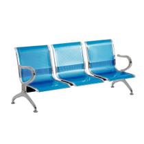 Cadeira Longarina Cromada 3 Lugares Azul