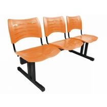 Cadeira Longarina Iso 3 Lugares Em Polipropileno Laranja - 1950L