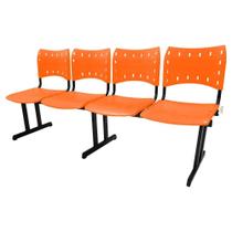 Cadeira Longarina Iso Pp Rp Recepção 4 Lugares Assento Plástico Laranja Mak Decor Cadeira Longarina Iso Pp Rp Recepção 4 Lugares Assento Plástico Laranja Mak Decor
