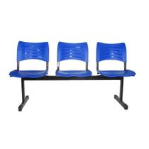Cadeira Longarina Iso Turim 3 Lugares Azul