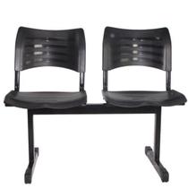 Cadeira Longarina Iso Turim plastica 2 Lugares preta