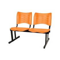 Cadeira Longarina PLÁSTICA 02 Lugares - Cor Laranja - MRPLAST - 34208