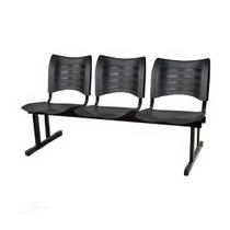 Cadeira Longarina PLÁSTICA 03 Lugares - Cor PRETO - MRPLAST - 34200