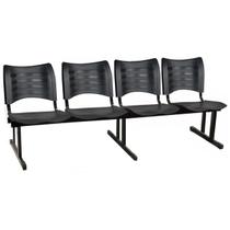 Cadeira Longarina PLÁSTICA 04 Lugares - Cor PRETO - MRPLAST - 34199