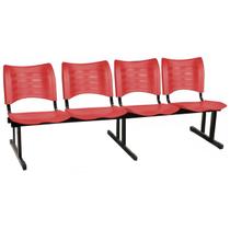 Cadeira Longarina PLÁSTICA 04 Lugares - Cor Vermelho - MRPLAST - 34196