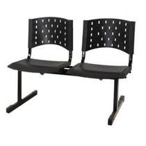 Cadeira Longarina PLÁSTICA 2 Lugares para recepção Cor PRETO REALPLAST