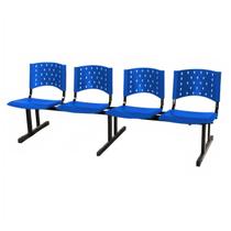 Cadeira Longarina PLÁSTICA 4 Lugares para recepção Cor Azul REALPLAST