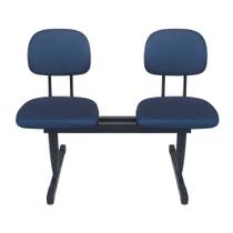 Cadeira longarina secretaria reta 2 lugares azul