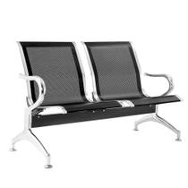 Cadeira Longarina Sem Estofado Preto 2 Lugares - MAK DECOR