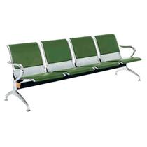 Cadeira Longarina Tipo Aeroporto 4 Lugares Cromada Estofado Verde