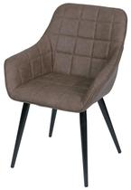 Cadeira Lounge com Braco material sintético Cafe e Costura Quadriculada - 50022