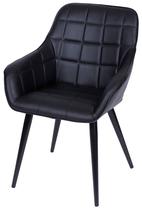 Cadeira Lounge com Braco material sintético Preto e Costura Quadriculada - 50024