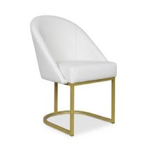 Cadeira Lua Metal Dourado Decorativa Estofada em material sintético Branco para Sala e Escritório Cadeira Lua Metal Dourado Decorativa Estofada em material sintético Branco para Sala e Escritório