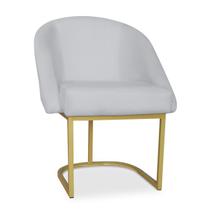 Cadeira Lua Metal Dourado Decorativa Estofada em Veludo Cinza para Sala e Escritório Cadeira Lua Metal Dourado Decorativa Estofada em Veludo Cinza para Sala e Escritório