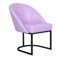 Cadeira Lua Metal Preto Decorativa Estofada em material sintético Lilas para Sala e Escritório Cadeira Lua Metal Preto Decorativa Estofada em material sintético Lilas para Sala e Escritório