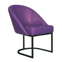 Cadeira Lua Metal Preto Decorativa Estofada em material sintético Roxo para Sala e Escritório Cadeira Lua Metal Preto Decorativa Estofada em material sintético Roxo para Sala e Escritório