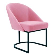Cadeira Lua Metal Preto Decorativa Estofada em Veludo Rosa para Sala e Escritório Cadeira Lua Metal Preto Decorativa Estofada em Veludo Rosa para Sala e Escritório