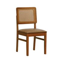 Cadeira Lyon Madeira Maciça Encosto Telinha Assento Estofado Corano