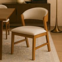 Cadeira Madeira Maciça Design Italiano Sofisticada Siena Bege/Amendoa