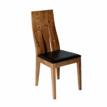 Cadeira Madeira Maciça Design Rustico Assento Couro Preto