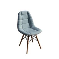 Cadeira Madrid Azul Claro Madeira Couro 84x43x50cm Fratini