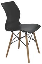 Cadeira maja unicolor 3d em polipropileno preto com base em madeira faia tramontina