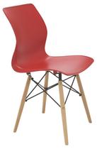 Cadeira maja unicolor 3d summa em polipropileno vermelho com base em madeira faia tramontina