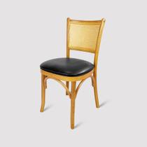 Cadeira Malibu De Madeira Maciça Nozes Com Tela Assento Estofado Tecido Facto - Mobello Móveis