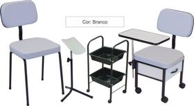 Cadeira Manicure + Cadeira Cliente + Carr Auxiliar + Suporte Pedicuro - Kit Plus