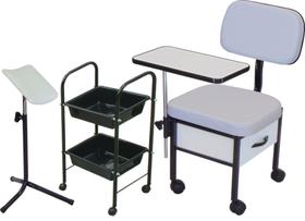 Cadeira Manicure + Carr Auxiliar + Suporte Pedicuro - Kit ST