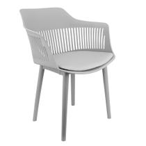 Cadeira Marcela Montreal Mena Polipropileno com Estofado em material sintético Cinza