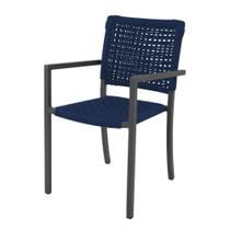 Cadeira Marília Corda Náutica Base Em Alumínio Preto-azul Marinho - Cor: Azul Cadeira Marília Corda Náutica Base Em Alumínio Preto-azul Marinho - Cor: Azul
