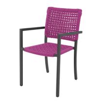 Cadeira Marília Corda Náutica Base em Alumínio Preto/rosa