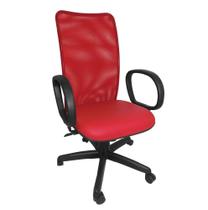 Cadeira Maya Presidente Giratória Tela Mesh Reclinavel material ecológico Escritório Vermelha