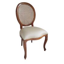 Cadeira Medalhão em Madeira Maciça estofado Tom Champagne e Encosto Telha Sextavada