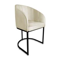 Cadeira Mia Sala de Jantar Suede Bege Base Preta - Belliv Decor