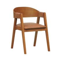 Cadeira Miami Madeira Maciça Encosto Anatômico Curvo Assento Estofado Corano