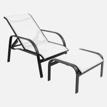 Cadeira Mini Espreguiçadeira Lótus de Piscina + Puff Jardim