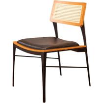 Cadeira Mittal Assento material sintético Preto e Encosto em Palha Sextavada - 67756
