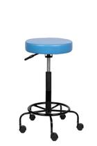 Cadeira Mocho Alto Azul celeste Estética Giratória maca sem encosto altura maxima 79cm