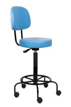 Cadeira Mocho Alto Azul turquesa Estética Giratória maca com encosto altura maxima 79cm