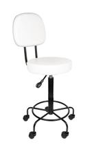 Cadeira Mocho Alto Branca Estética Giratória encosto altura maxima 79cm Cadeira Mocho Alto Branca Estética Giratória encosto altura maxima 79cm