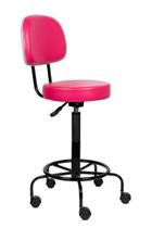 Cadeira Mocho Alto Rosa Estética Giratória maca com encosto altura maxima 79cm